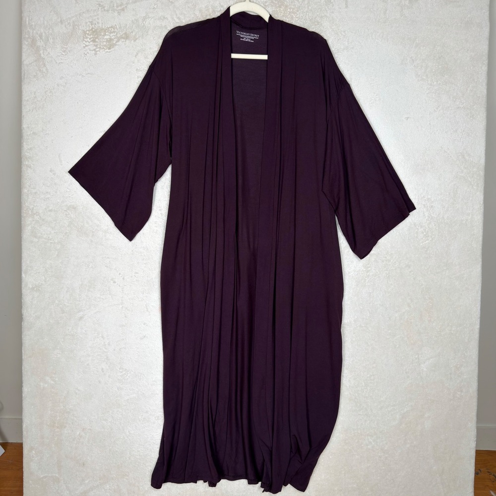 Victoria's Secret SoSoft Modal Long Robe Dark Purple Plum M/L NWT Elegant